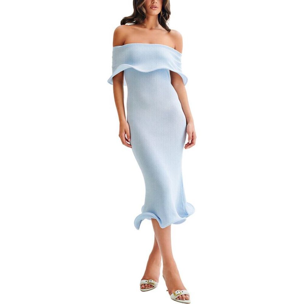 Vera Dolini Womens  Off-The-Shoulder Midi Dress